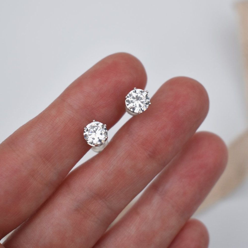 Super Shiny Cz Studs, Basic Casual Stud Earrings,… - image 7